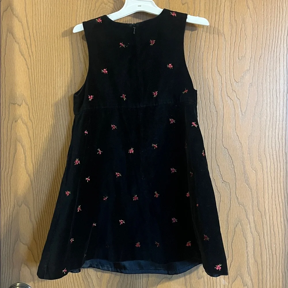 Vintage Gymboree Girls Black Velvet Dress with‎ Cherry Accents Size 5